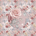 Coquette Butterfly & Soft Pink Rose Pattern