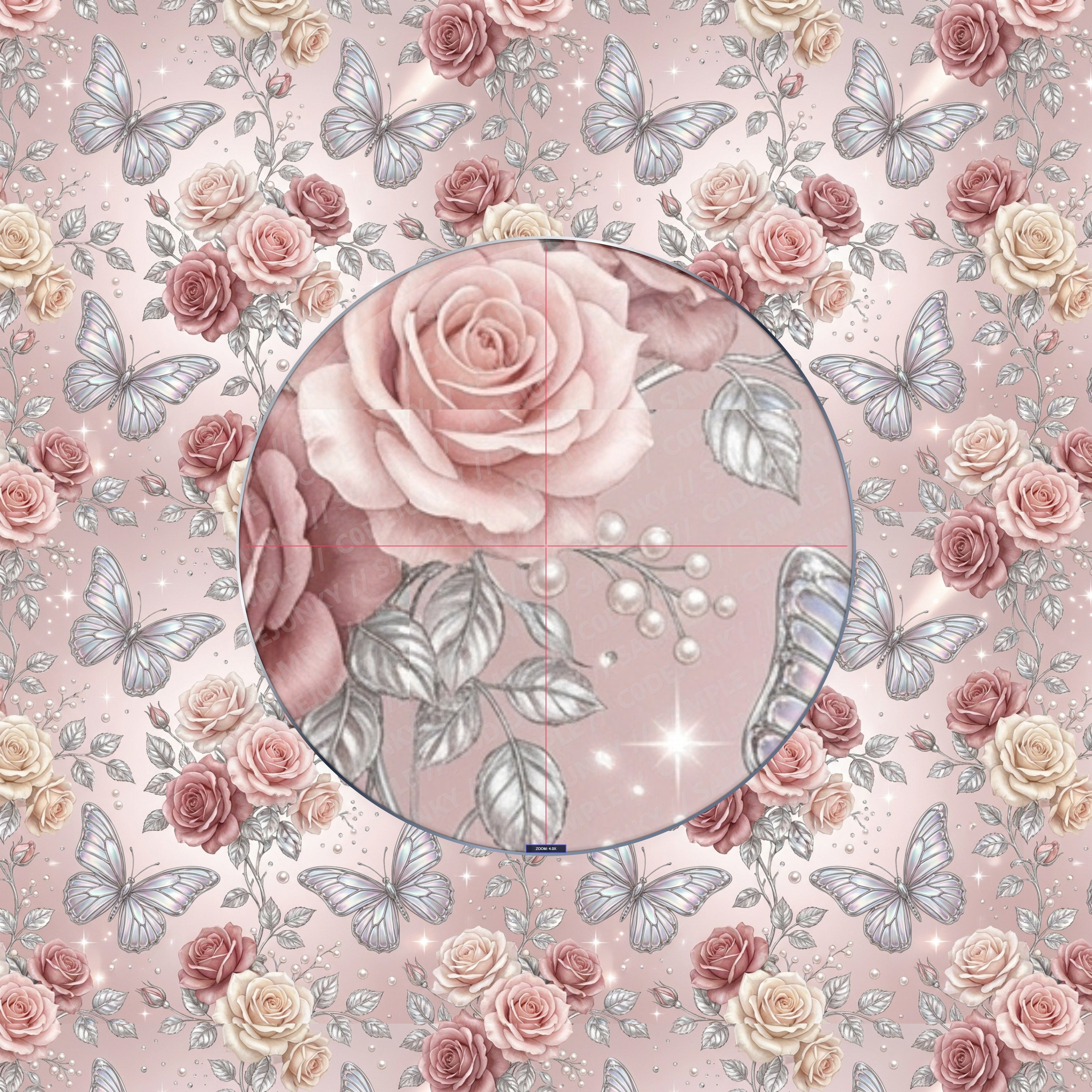 Coquette Butterfly & Soft Pink Rose Pattern