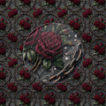 Gothic Red Rose & Black Vine Lattice Pattern