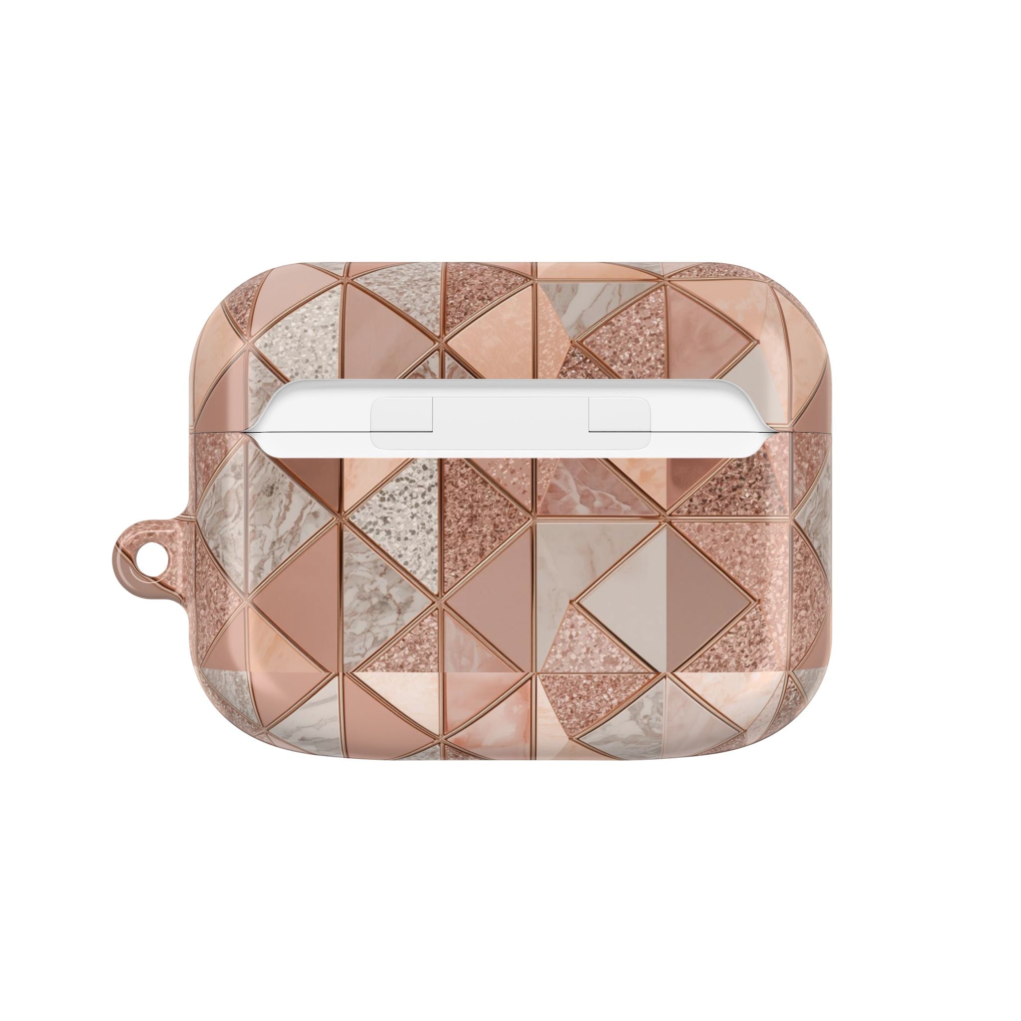 Rose Gold Geometric AirPod Case — Marble & Glitter Triangle Design