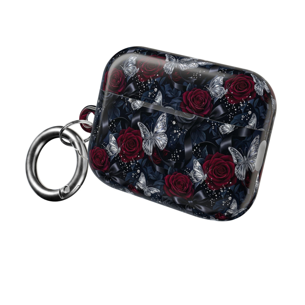 AirPod Case — Gothic Red Rose & Silver Butterfly Protective Cover