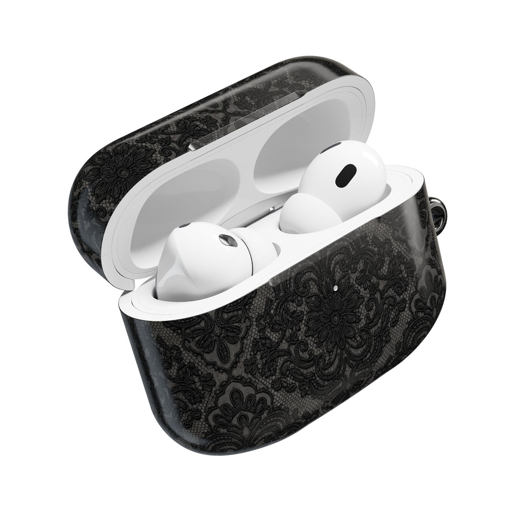 AirPods Case — Black Damask Pattern Protective Silicone Cover