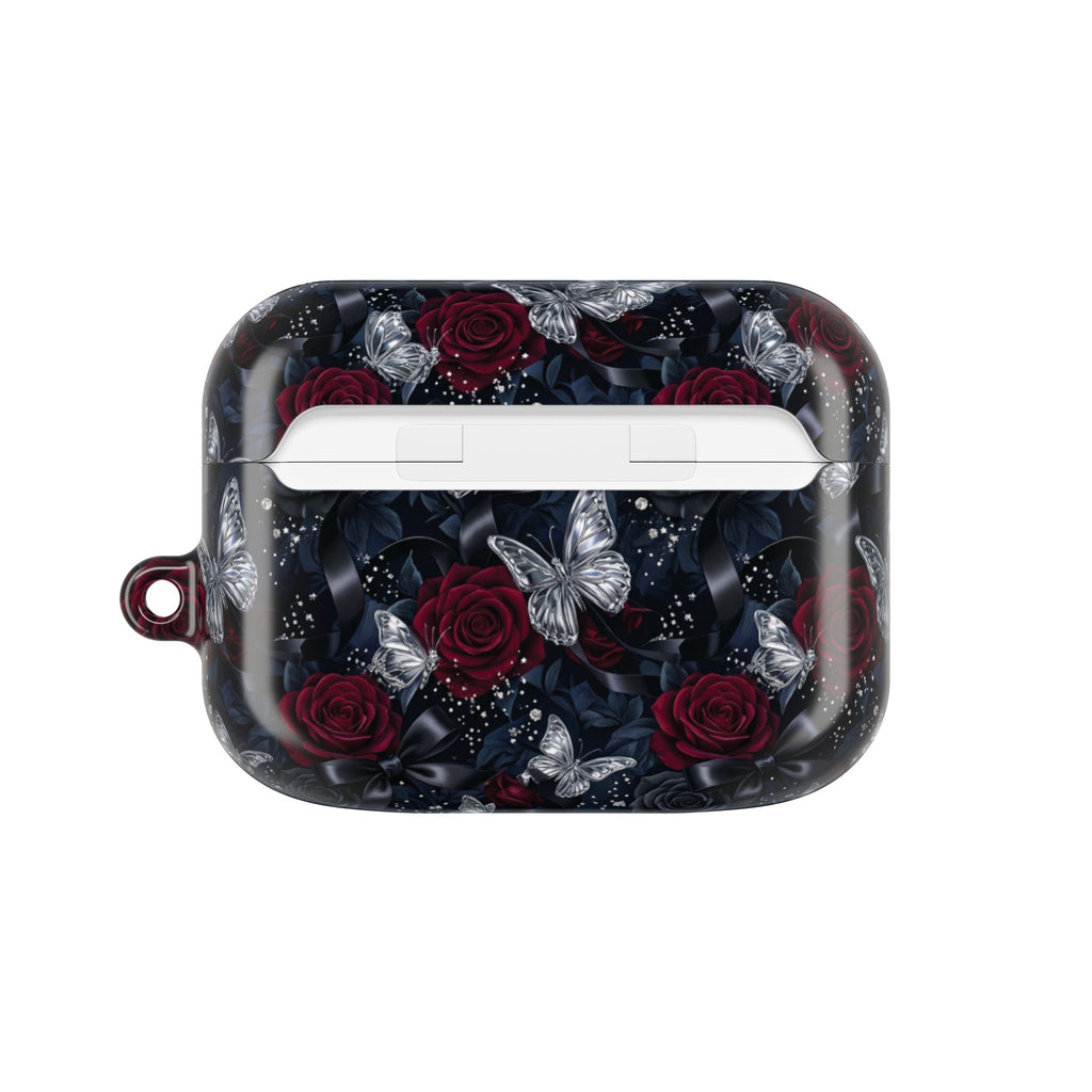 AirPod Case — Gothic Red Rose & Silver Butterfly Protective Cover
