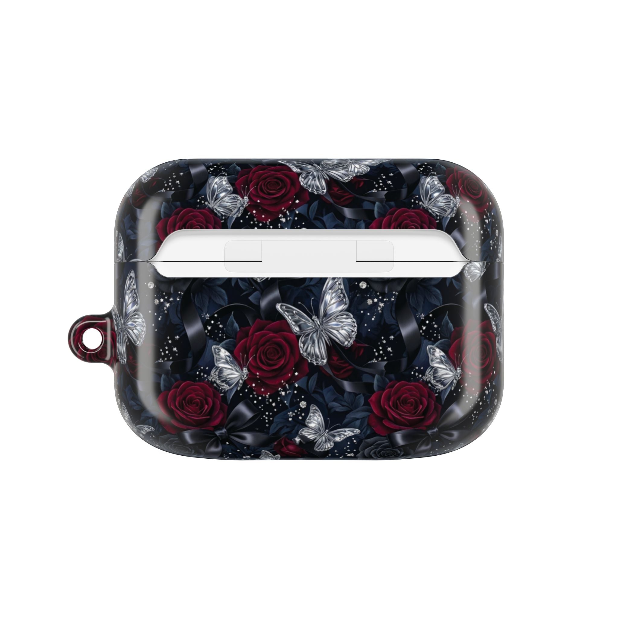 AirPod Case — Gothic Red Rose & Silver Butterfly Protective Cover