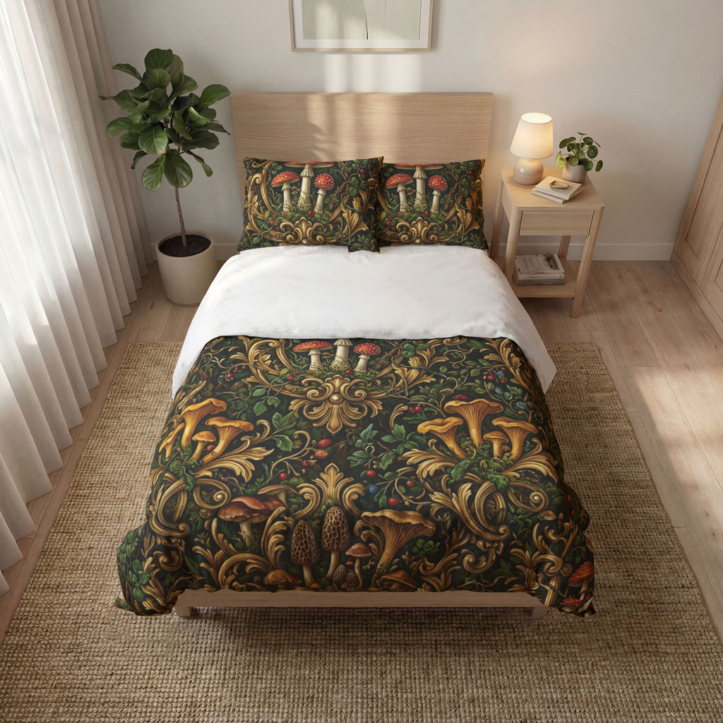 Mushroom Vintage Botanical Quilt Cover Set (3-Piece)