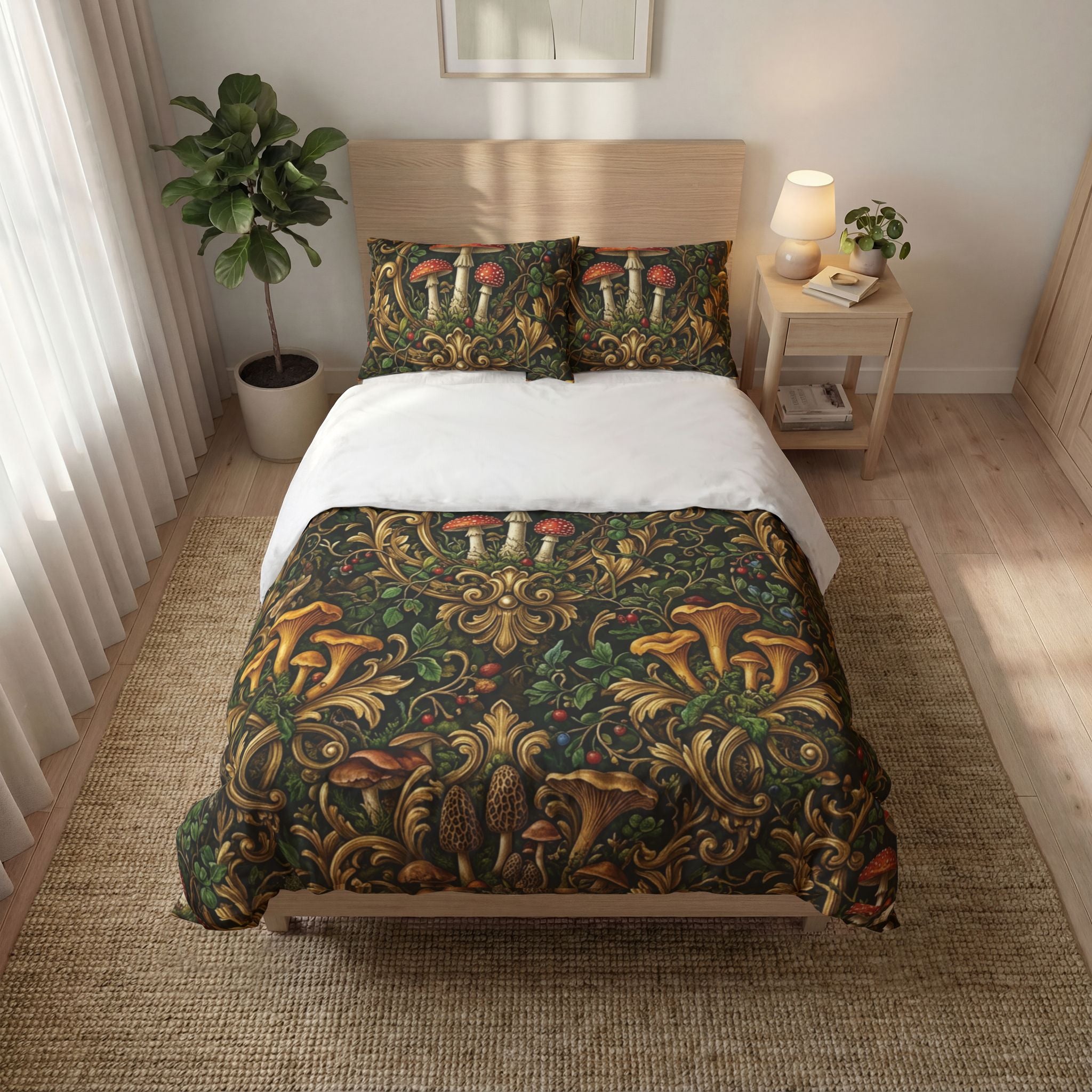 Mushroom Vintage Botanical Quilt Cover Set (3-Piece)
