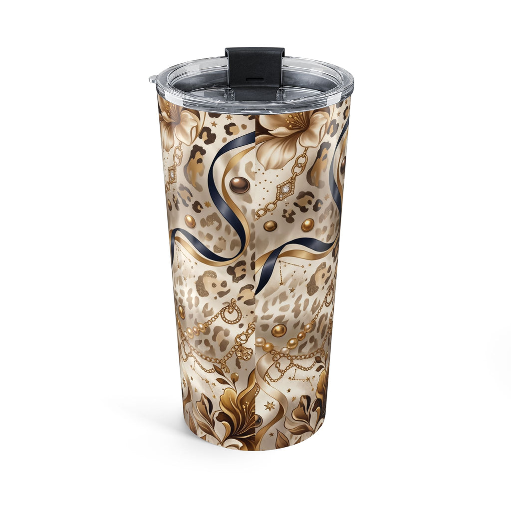 20oz Tumbler — Elegant Gold Floral & Leopard Print Travel Cup