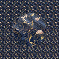 Navy Silk Leopard pearls & Gold Leaf