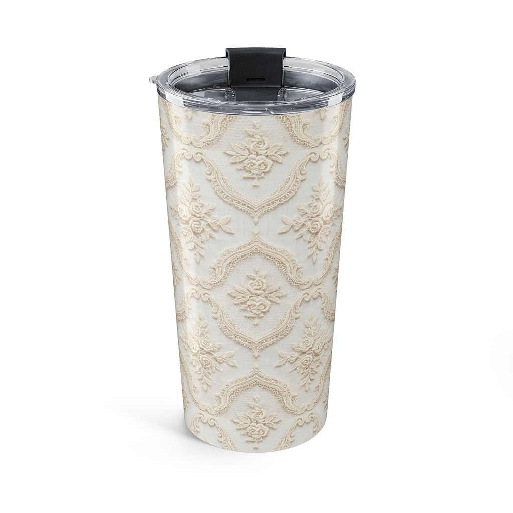 20oz Insulated Tumbler — Vintage Cream Damask Pattern