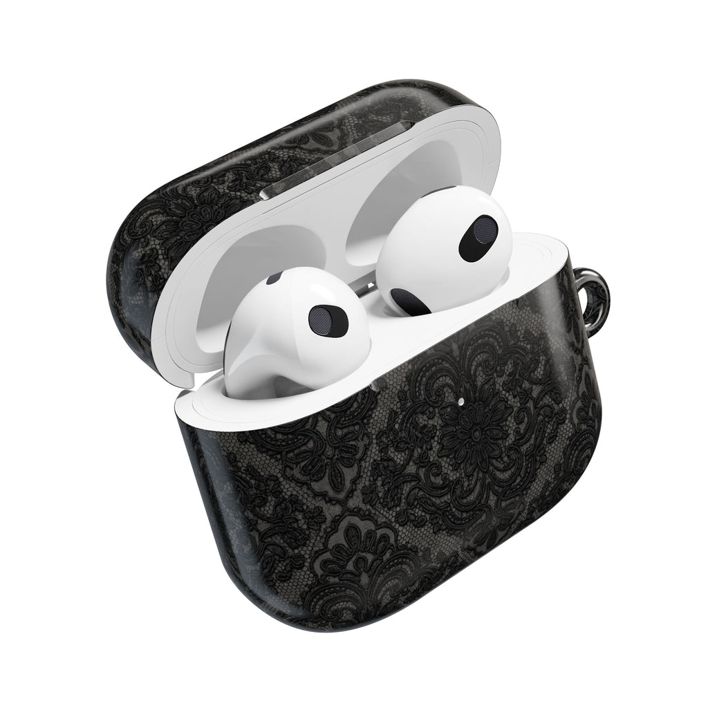 AirPods Case — Black Damask Pattern Protective Silicone Cover