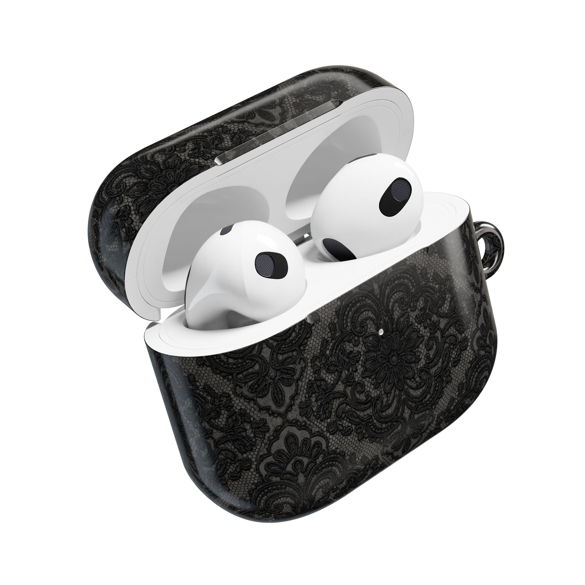 AirPods Case — Black Damask Pattern Protective Silicone Cover