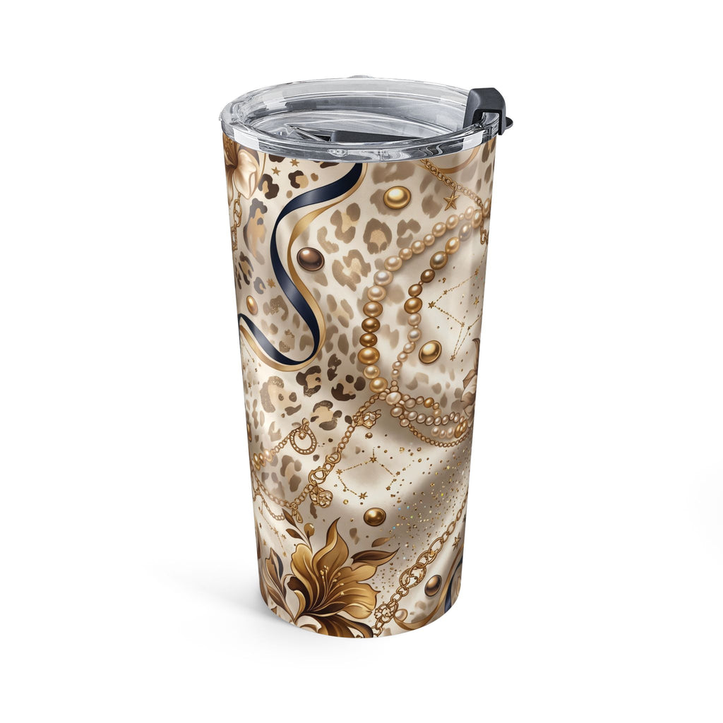 20oz Tumbler — Elegant Gold Floral & Leopard Print Travel Cup