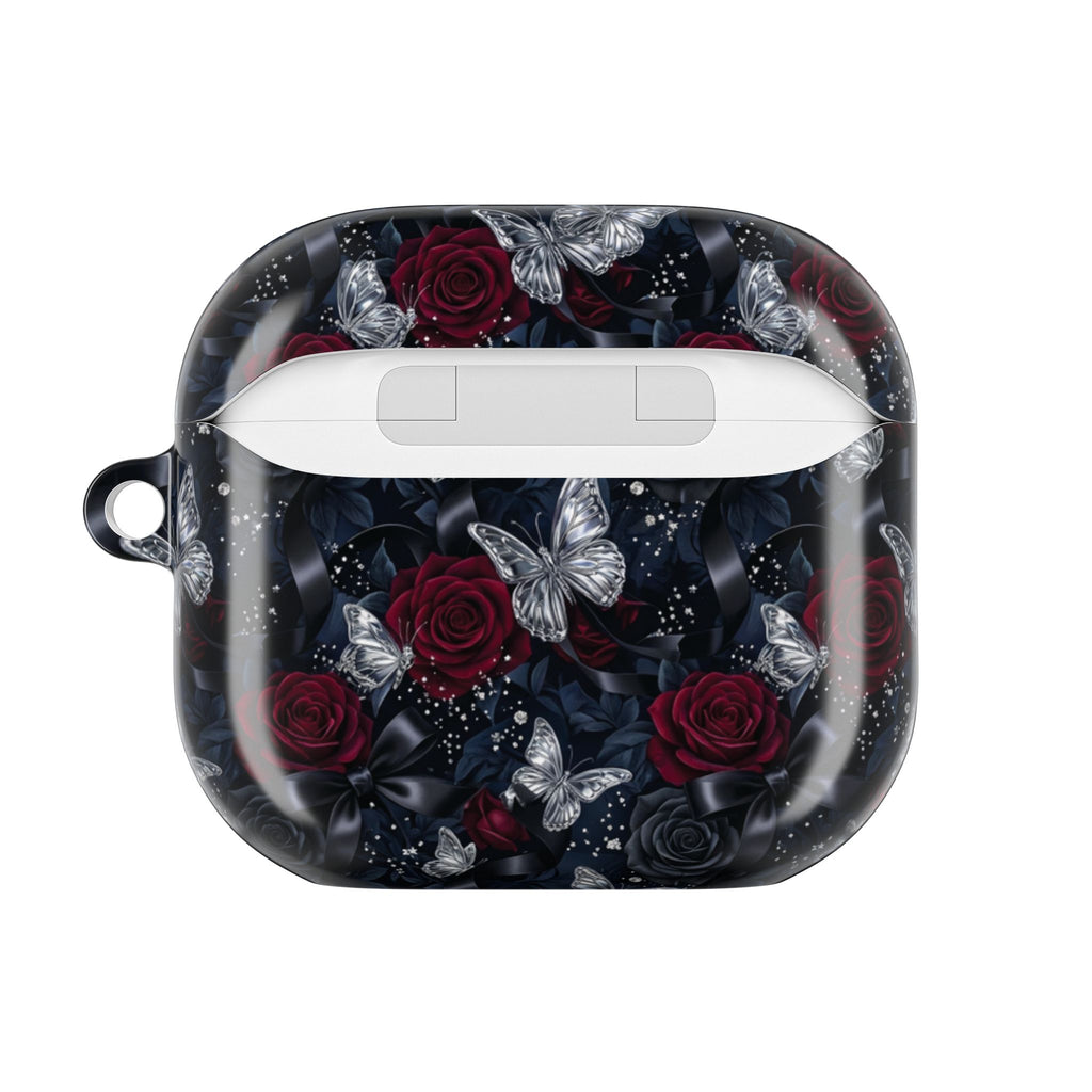 AirPod Case — Gothic Red Rose & Silver Butterfly Protective Cover