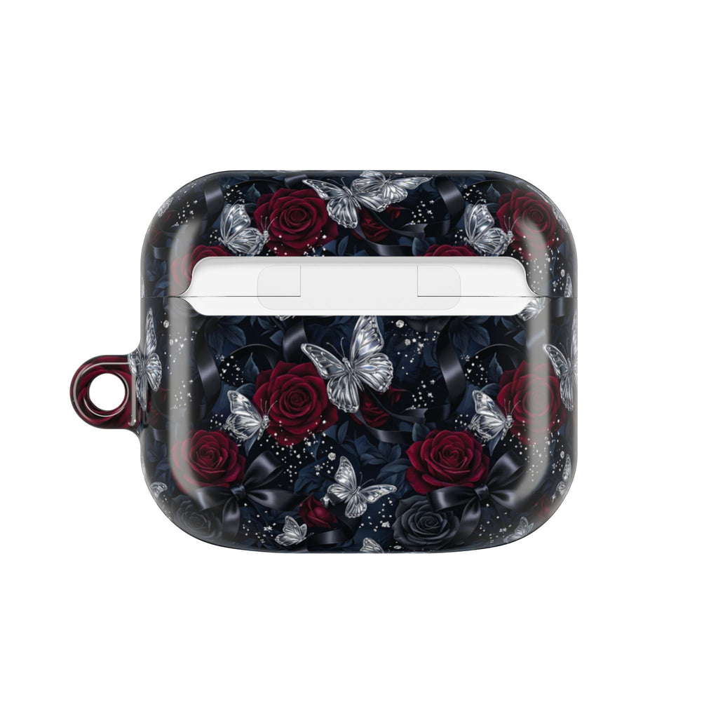 AirPod Case — Gothic Red Rose & Silver Butterfly Protective Cover