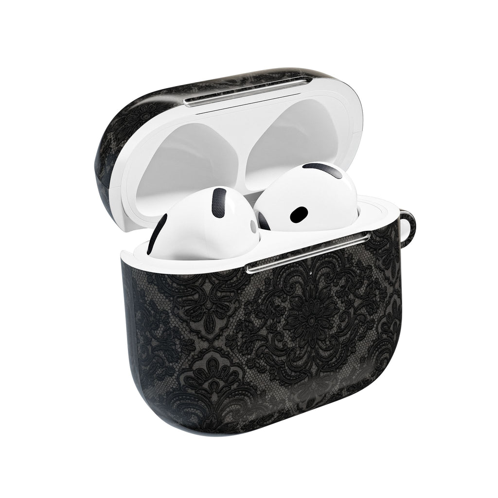 AirPods Case — Black Damask Pattern Protective Silicone Cover