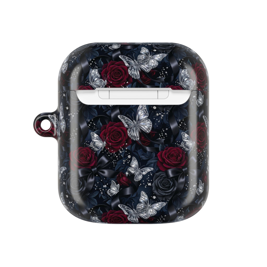 AirPod Case — Gothic Red Rose & Silver Butterfly Protective Cover