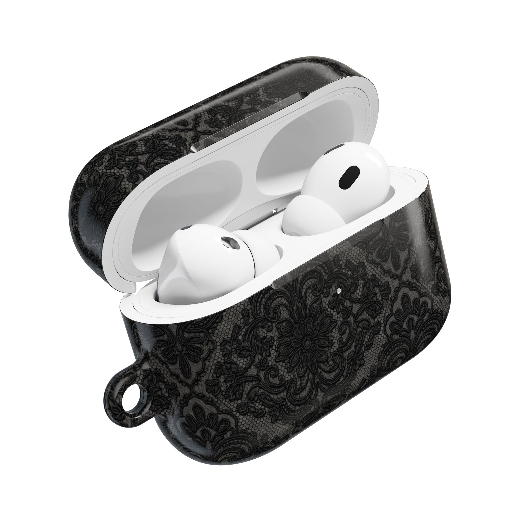 AirPods Case — Black Damask Pattern Protective Silicone Cover