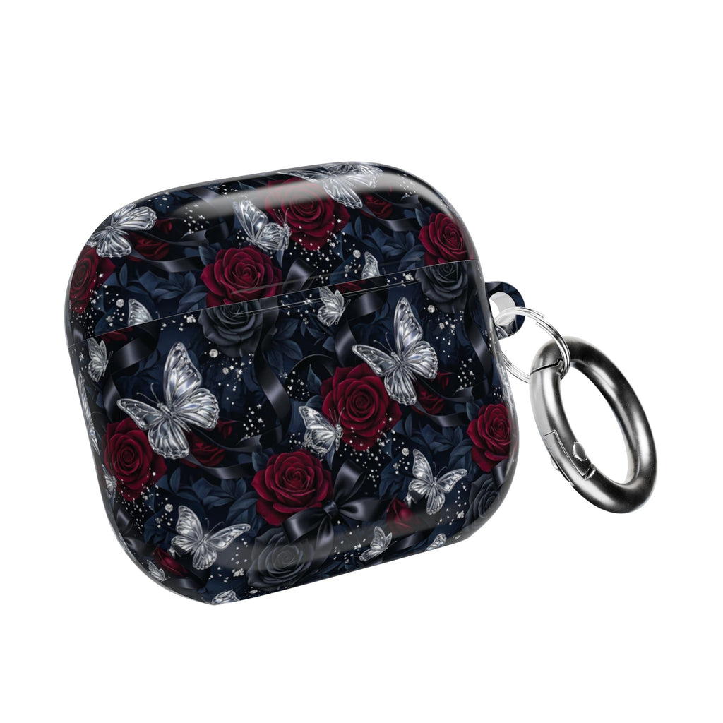 AirPod Case — Gothic Red Rose & Silver Butterfly Protective Cover