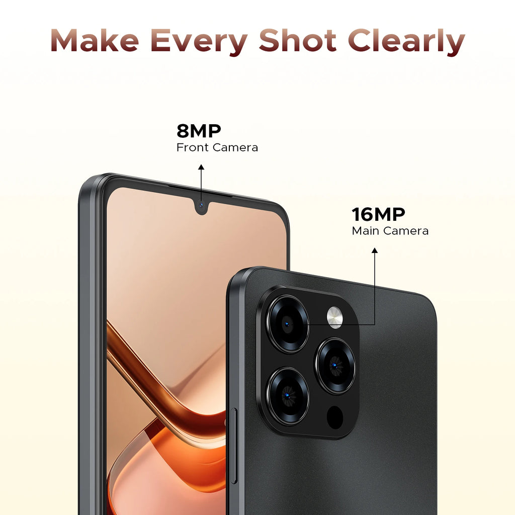 DOOGEE Note 58 Smartphone 6.75" HD+ 90Hz Display IPS Screen Android 16 8GB RAM+128GB ROM 6250mAh Battery T7250 Cellphone NFC