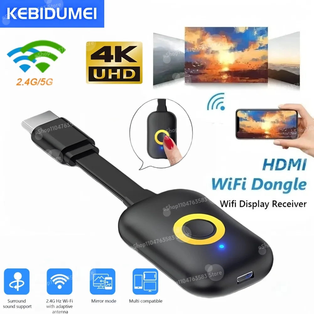 4K WiFi Audio Video Transmitter Receiver Phone Projector HDMI-Compatible Mirroring Screen Display Adapter For iOS Android PC TV