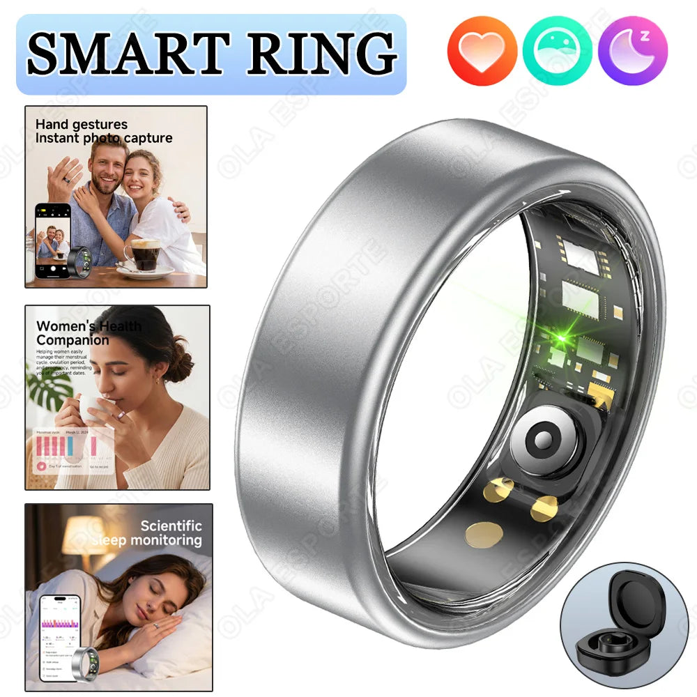 Colorful Smart Ring Women Men Couple SmartRing Heart Rate Monitor Waterproof 100+Sport Modes Super Light Skin-friendly Wristring
