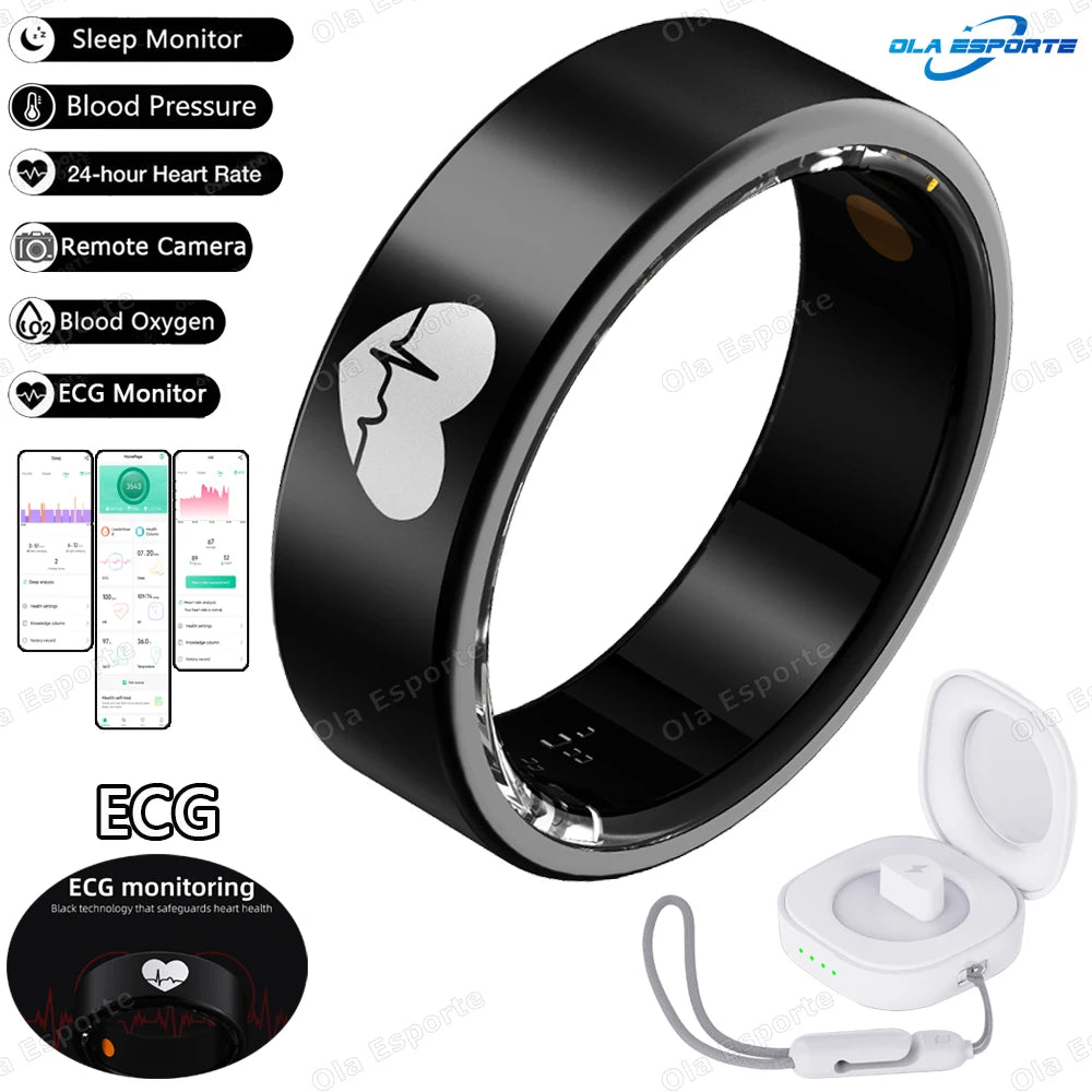 2026 New ECG Detection Smart Ring Blood Pressure,Heart Rate Ring,Body Temperature Monitor Waterproof GPS Tracking Men Women ring