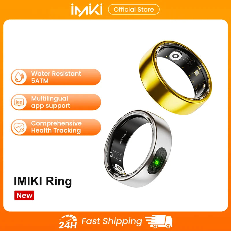 IMIKI Smart Ring 1 vibration Global System health Monitoring Heart Rate Blood Oxygen Saturation 5ATM Waterproof Men and Women