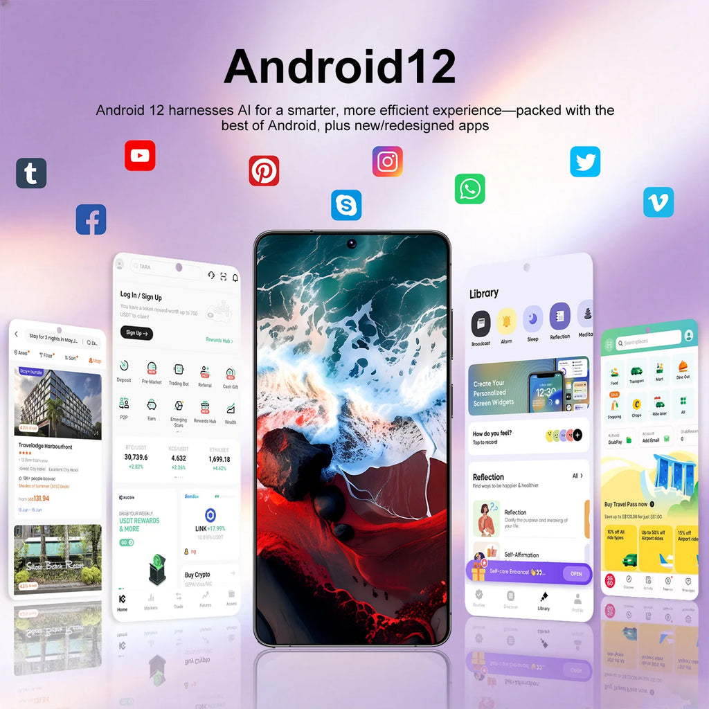 IVMI XS26 Ultra Cellphone Android 12.0 6.9inch Screen 4GB RAM 64G ROM 8+16MP Dual SIM Smartphones Google Play Store Mobile Phone