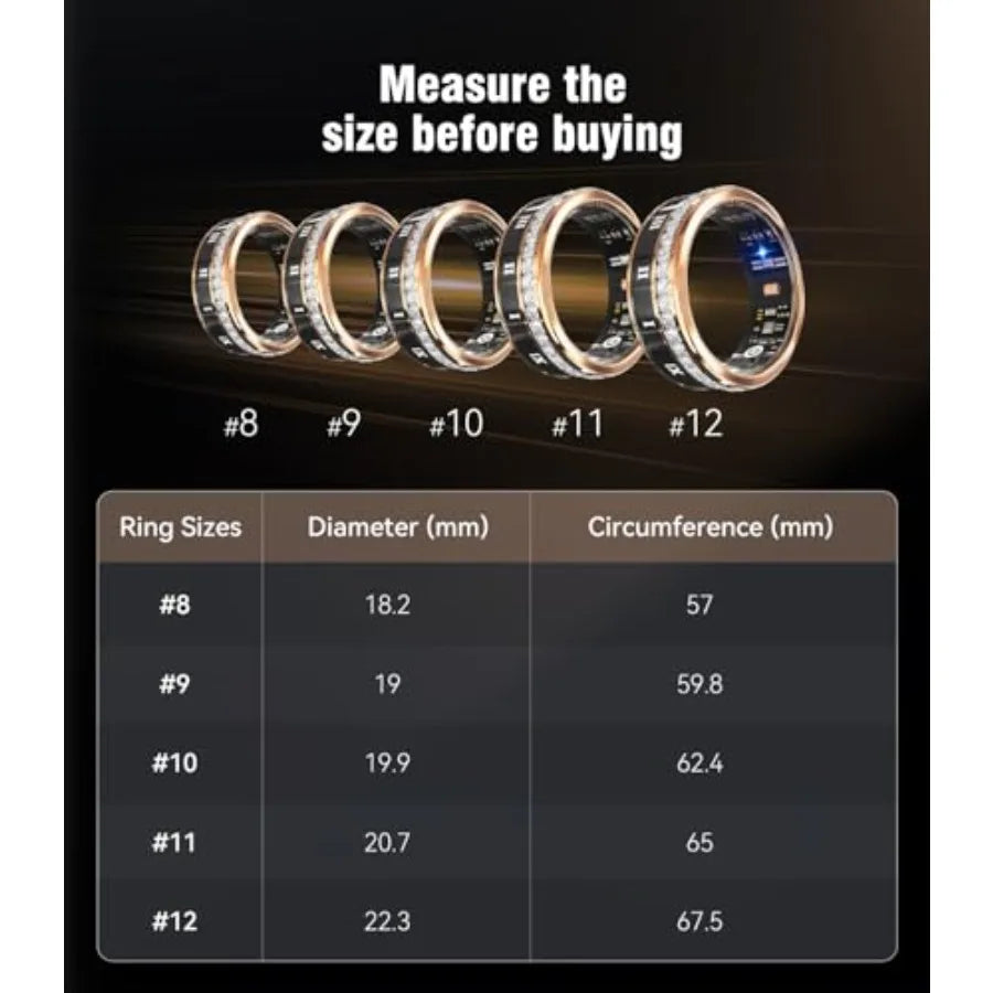 10 Gen Diamond Smart Ring for Women Men with Wireless Charging Case Sleep Tracking Fitness Wearable Device 2026 Model Industry