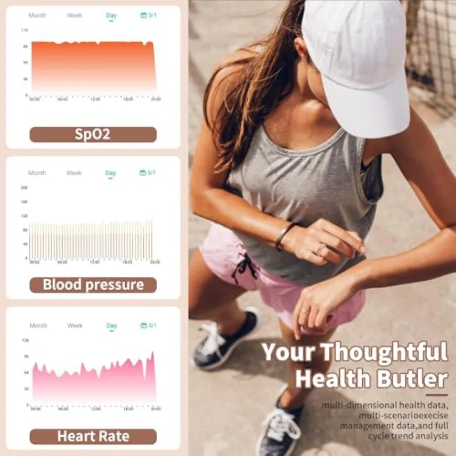 Smart Ring for Women Men Health Fitness Tracker with Heart Rate Sleep Monitor Blood Oxygen HRV 128 Sports Modes IP68 Waterproof