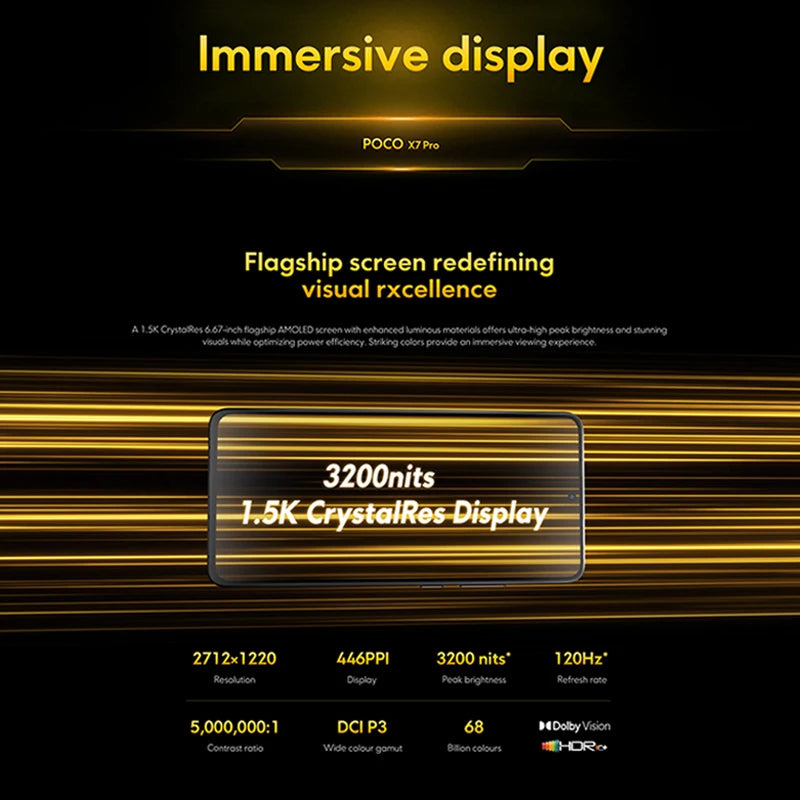 POCO X7 Pro Global Version Display IP68 NFC 6.67" AMOLED Dimensity 8400-Ultra 6000mAh 90W HyperCharge 50MP OIS Camera NFC 120Hz