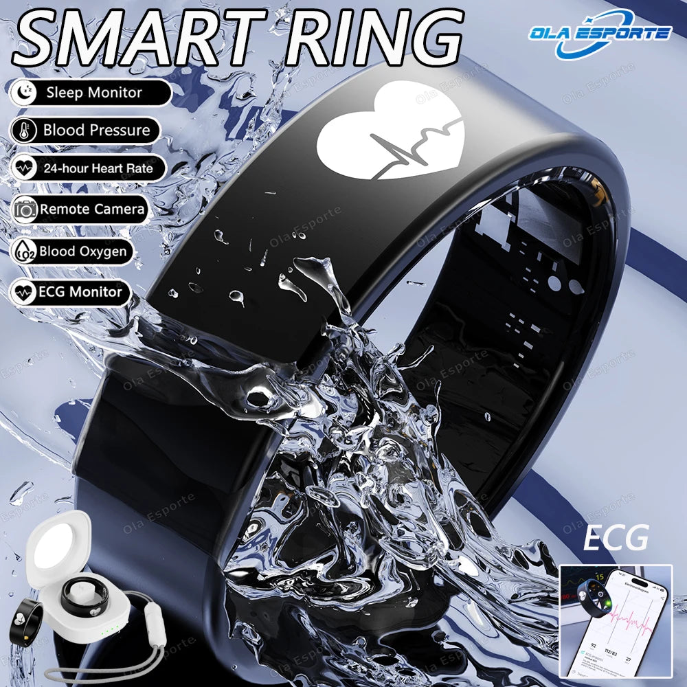 2026 New ECG Detection Smart Ring Blood Pressure,Heart Rate Ring,Body Temperature Monitor Waterproof GPS Tracking Men Women ring