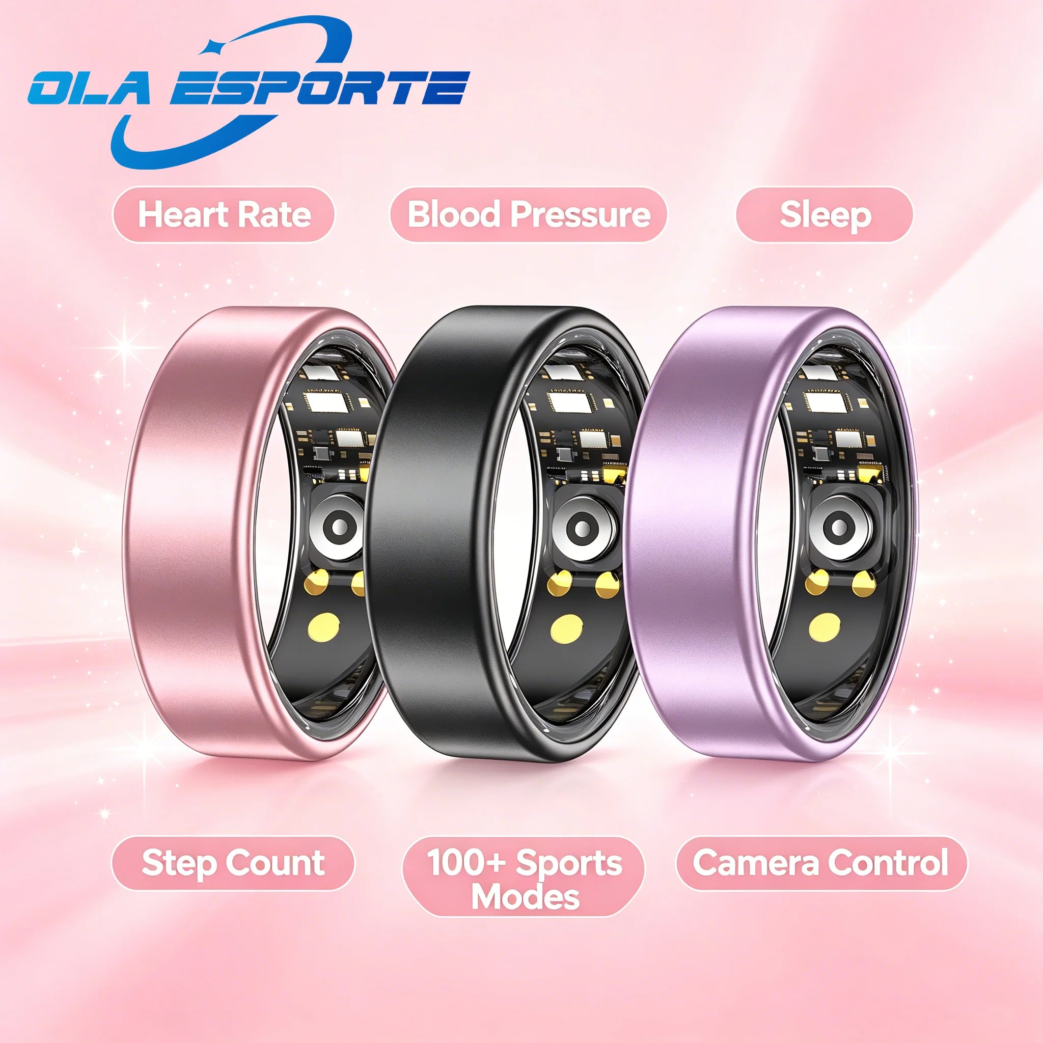 All Size（6-14） Smart Ring for Women Men Healthy Heart Rater Blood pressure Monitor Waterproof Take Photo Control Smartring Sport