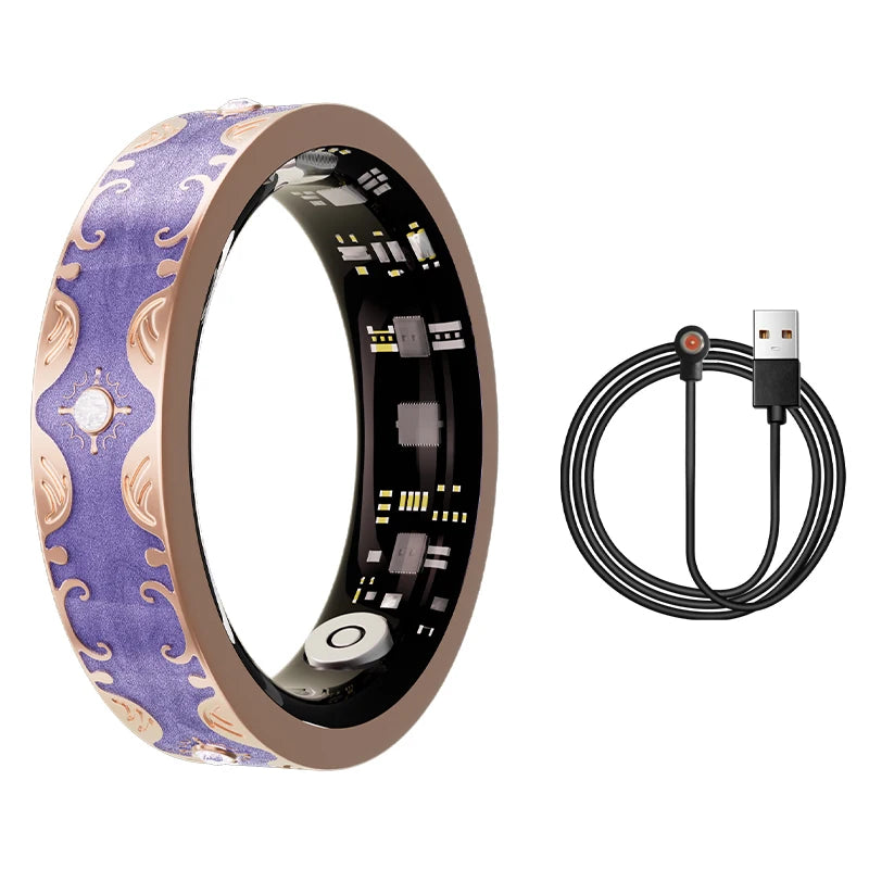 New Moissanite Diamond Fashion Women Men Smart Ring Waterproof Enamel Craft Design Lady Ring Heart Rate Health Monitor SportRing