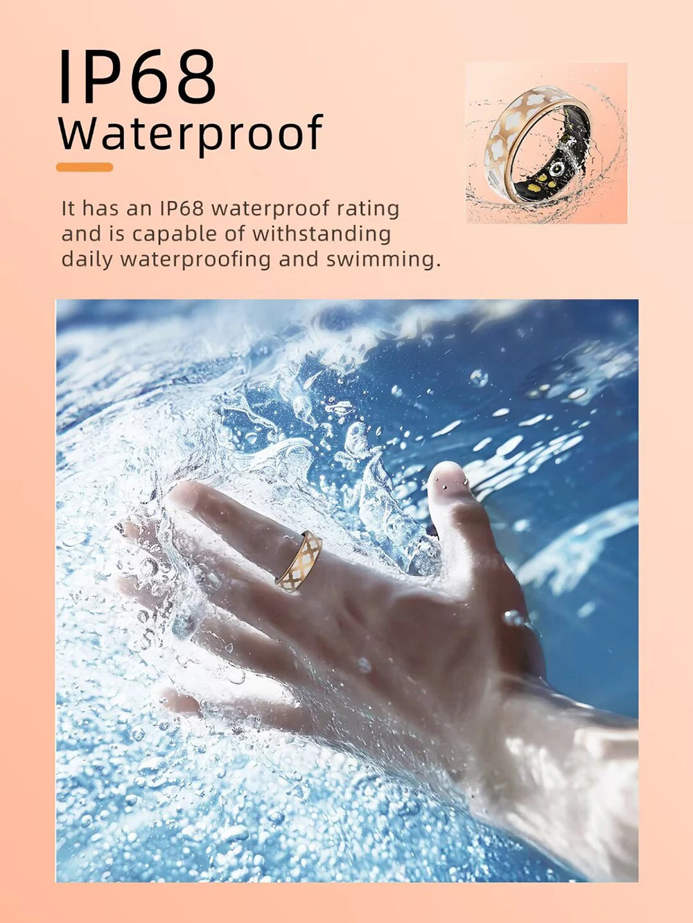 Enamel Color Craftsmanship Smart Ring 5ATM Waterproof Heart Rate Blood Oxygen Sleep Monitoring Health Fitness Rings Women Gift