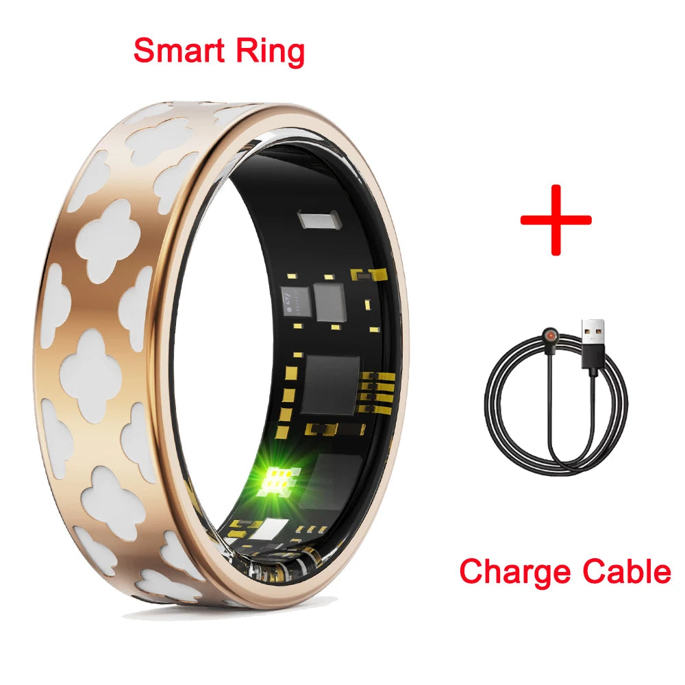 Enamel Color Craftsmanship Smart Ring 5ATM Waterproof Heart Rate Blood Oxygen Sleep Monitoring Health Fitness Rings Women Gift