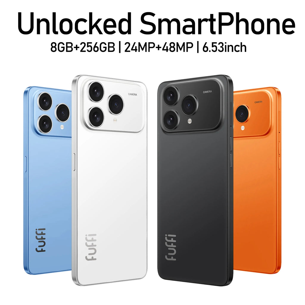 FUFFI M17 Pro Unlocked 4G Smartphone | 6.53" HD, 8+256GB, 4000mAh battery, 48MP Camera, Fast Charging, Face Recognition, Android | Daily Office & Gift