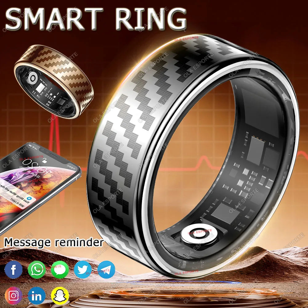 New Smart Ring Message Reminder, Call Alert Heart Rate Blood Oxygen Sleep Monitor Pedometer 5 ATM Waterproof Smartring Men Women