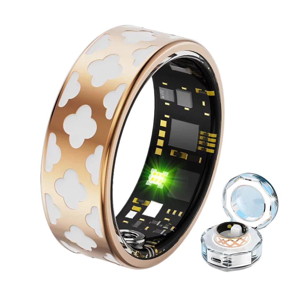 Enamel Color Craftsmanship Smart Ring 5ATM Waterproof Heart Rate Blood Oxygen Sleep Monitoring Health Fitness Rings Women Gift