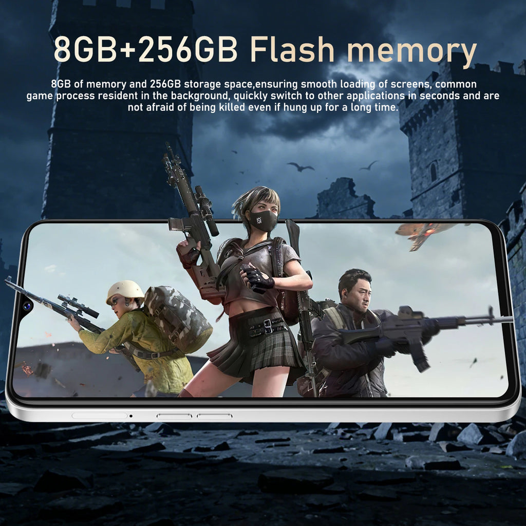 FUFFI M17 Pro Unlocked 4G Smartphone | 6.53" HD, 8+256GB, 4000mAh battery, 48MP Camera, Fast Charging, Face Recognition, Android | Daily Office & Gift