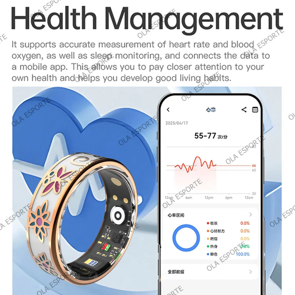 2026 Color Enamels Fashion Women Smart Ring Female Stainless Steel Intelligent Finger Ring Lady IP68 Waterproof Fitness Tracker