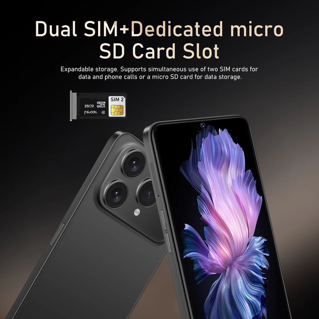 FUFFI M17 Pro Unlocked 4G Smartphone | 6.53" HD, 8+256GB, 4000mAh battery, 48MP Camera, Fast Charging, Face Recognition, Android | Daily Office & Gift