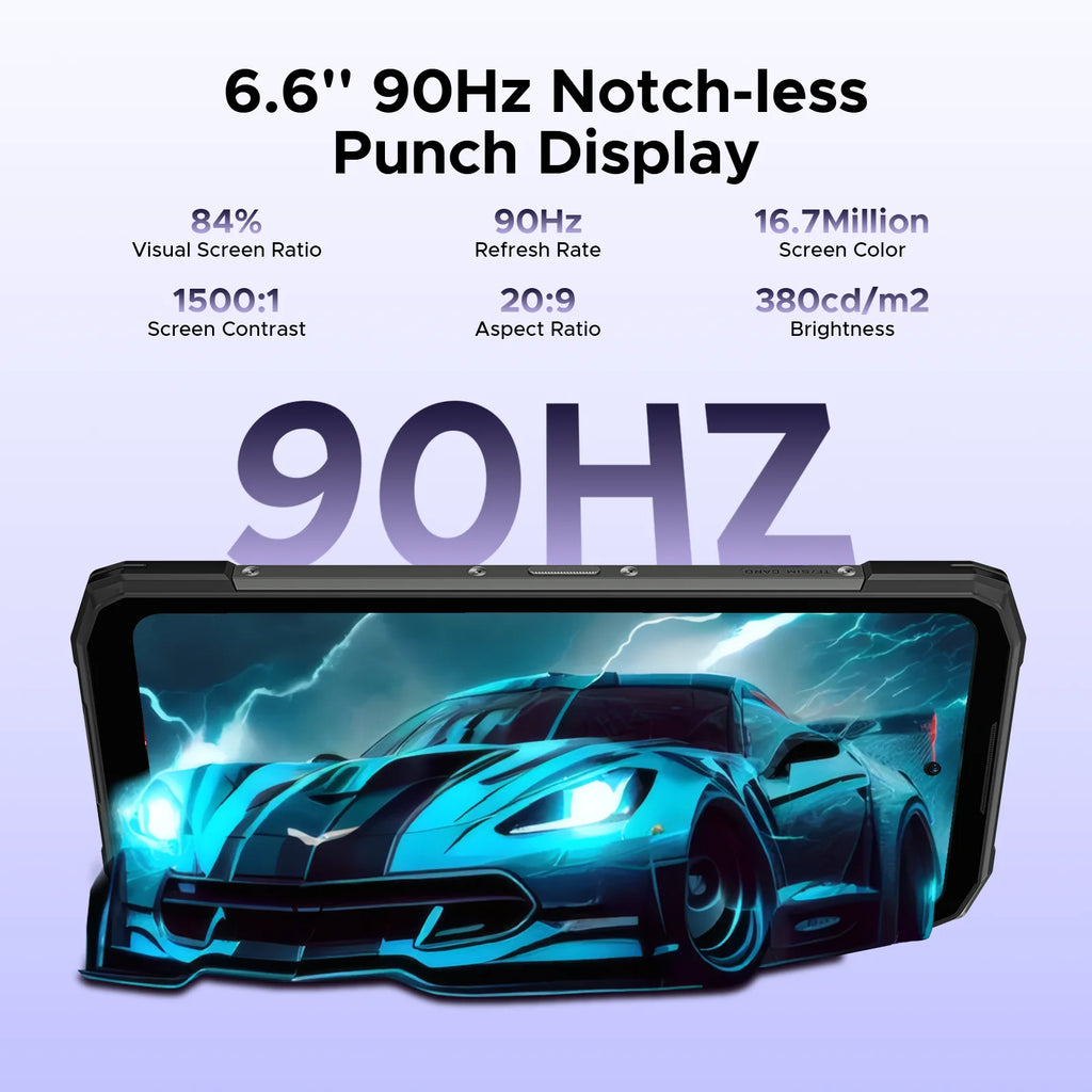 DOOGEE Blade20 Rugged Phone 6.6'' Screen 10300mAh Battery 20GB(4+16)+128GB Android 15 16MP AI Camera Gemini AI NFC Smartphone