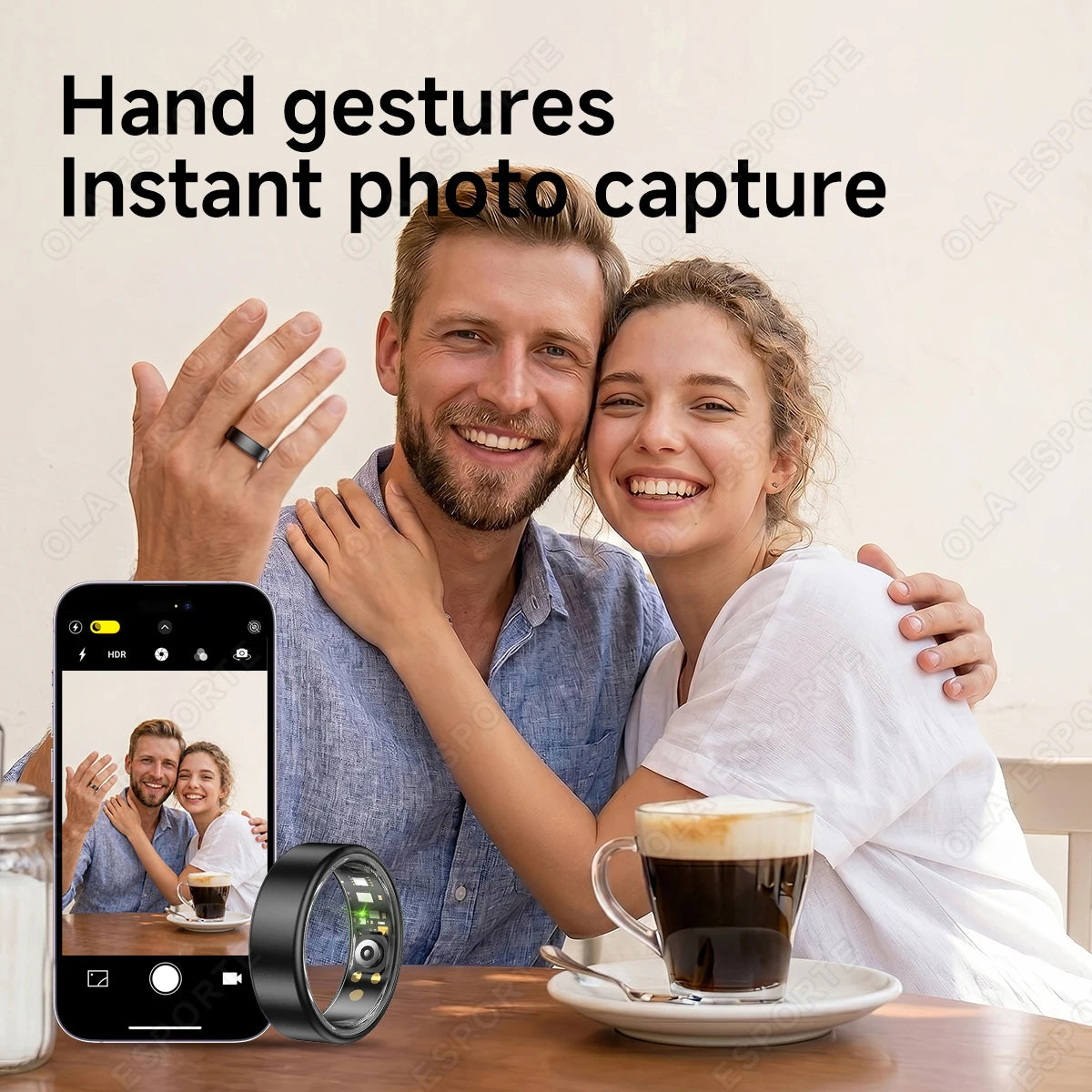 All Size（6-14） Smart Ring for Women Men Healthy Heart Rater Blood pressure Monitor Waterproof Take Photo Control Smartring Sport