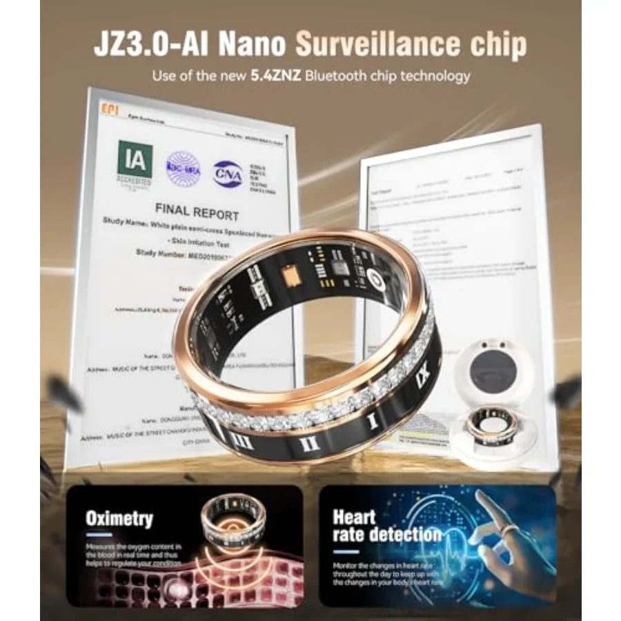 10 Gen Diamond Smart Ring for Women Men with Wireless Charging Case Sleep Tracking Fitness Wearable Device 2026 Model Industry