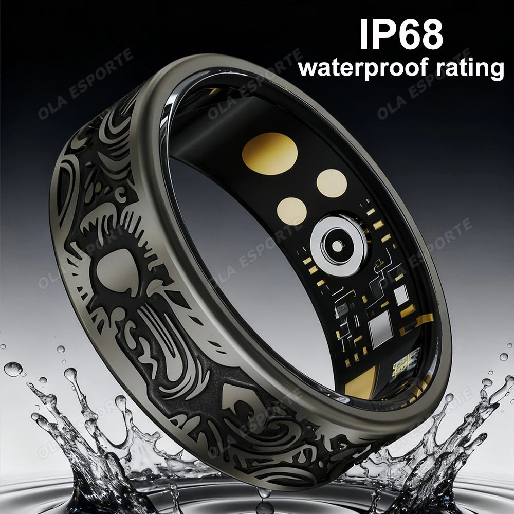 Retro Smart Ring 5ATM Waterproof Sleep Health Monitoring Fitness Pedometer Multiple Sports Modes Low Power Consumption Smartring
