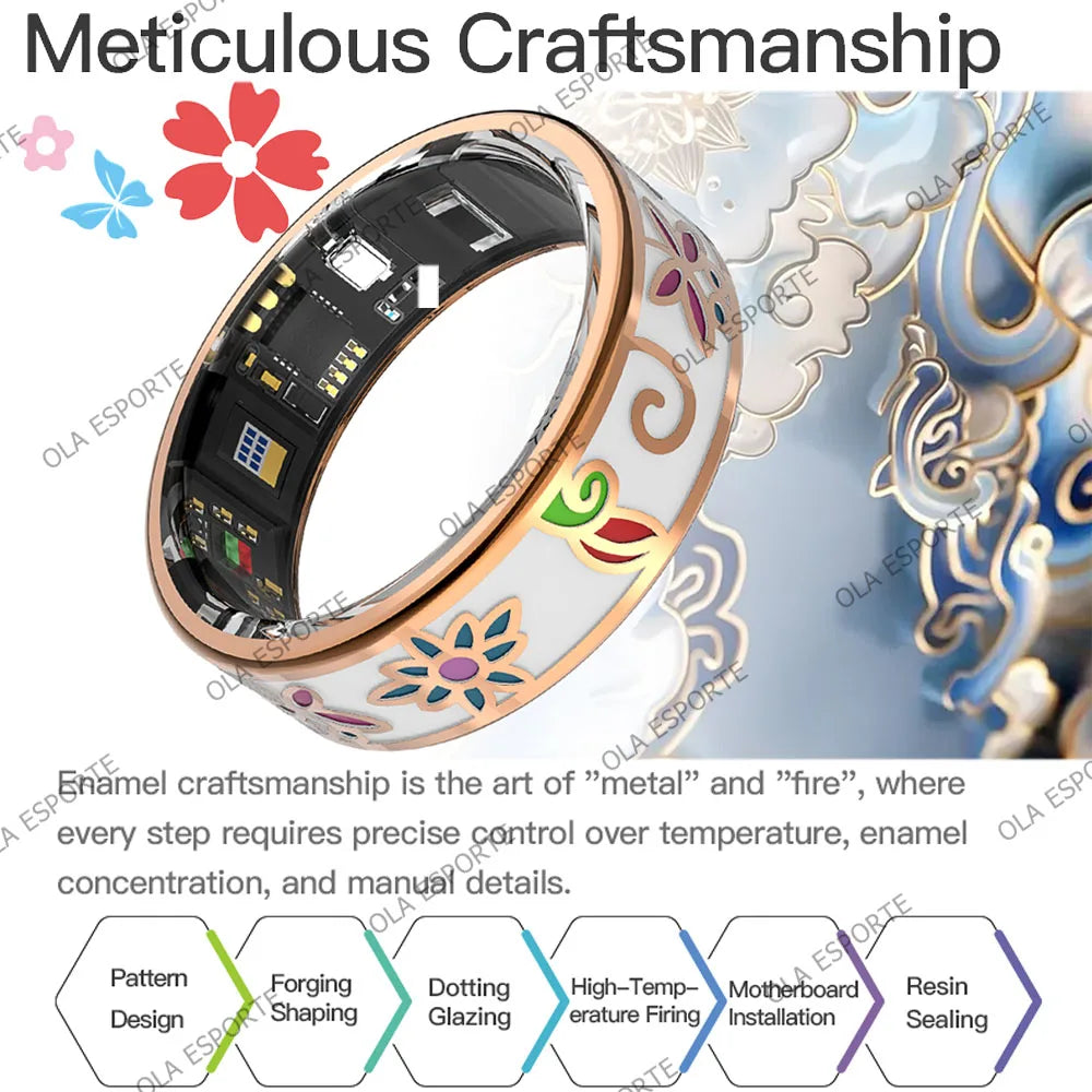 2026 Color Enamels Fashion Women Smart Ring Female Stainless Steel Intelligent Finger Ring Lady IP68 Waterproof Fitness Tracker