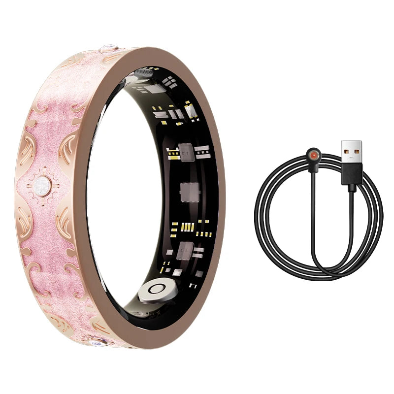New Moissanite Diamond Fashion Women Men Smart Ring Waterproof Enamel Craft Design Lady Ring Heart Rate Health Monitor SportRing