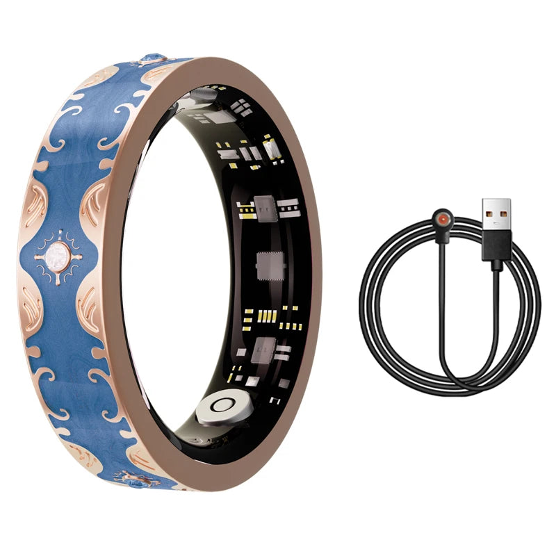 New Moissanite Diamond Fashion Women Men Smart Ring Waterproof Enamel Craft Design Lady Ring Heart Rate Health Monitor SportRing