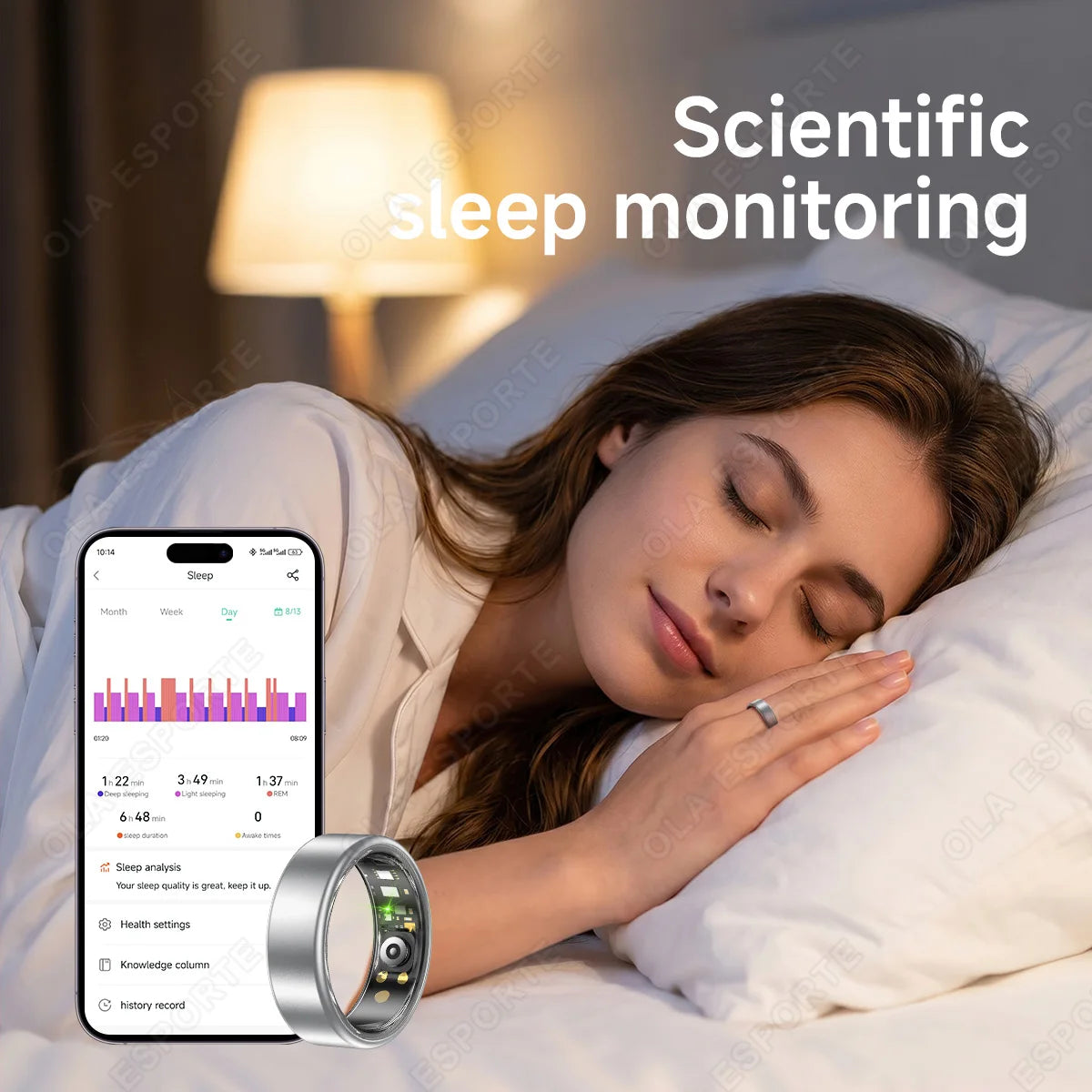 All Size（6-14） Smart Ring for Women Men Healthy Heart Rater Blood pressure Monitor Waterproof Take Photo Control Smartring Sport